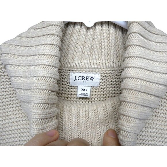 J.Crew Turtleneck Sweater Womens Size XS Cotton Wool Blend Neutral Capsule Tan - Picture 2 of 10